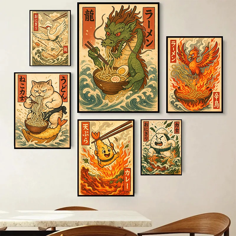 Japanese Food Lifestyle - Retro Japanese Food Tempura Ramen Sushi
