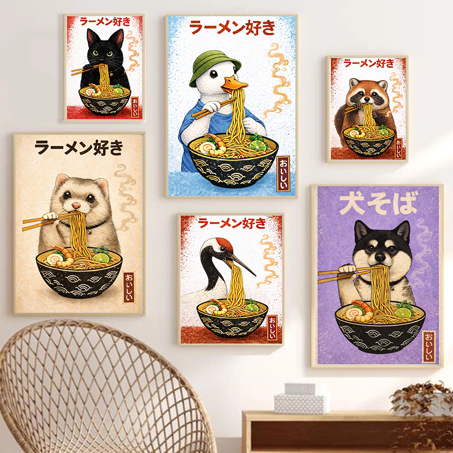 Japanese Food Lifestyle - Funny Japanese Food Posters Cute Animals