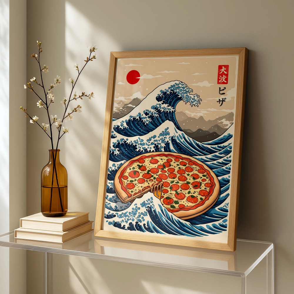 Japanese Food Lifestyle - Japanese Great Wave Burger Art Print