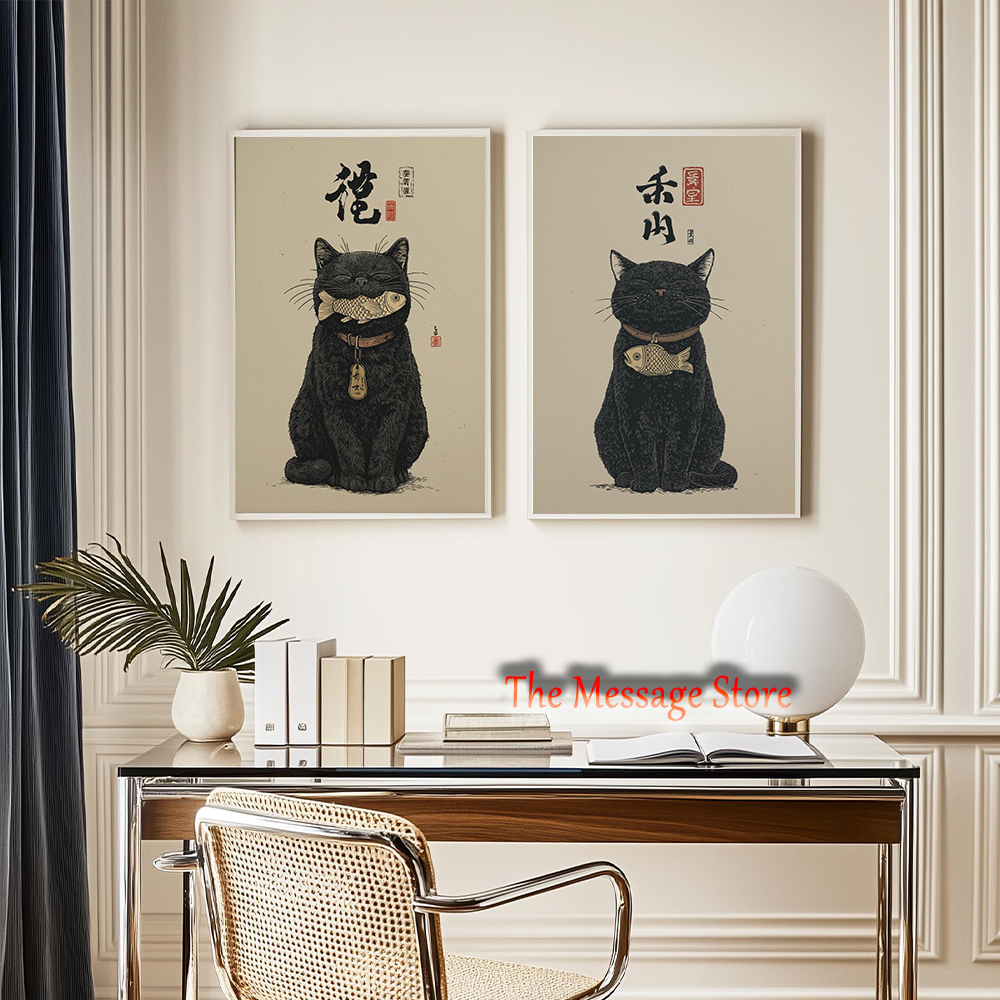 Black Lucky Cat Ukiyo-e Japane – Lifestyle Of Japanese Bewertung und Preis