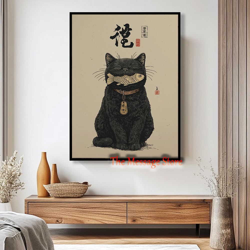Black Lucky Cat Ukiyo-e Japane – Lifestyle Of Japanese Bewertung und Preis