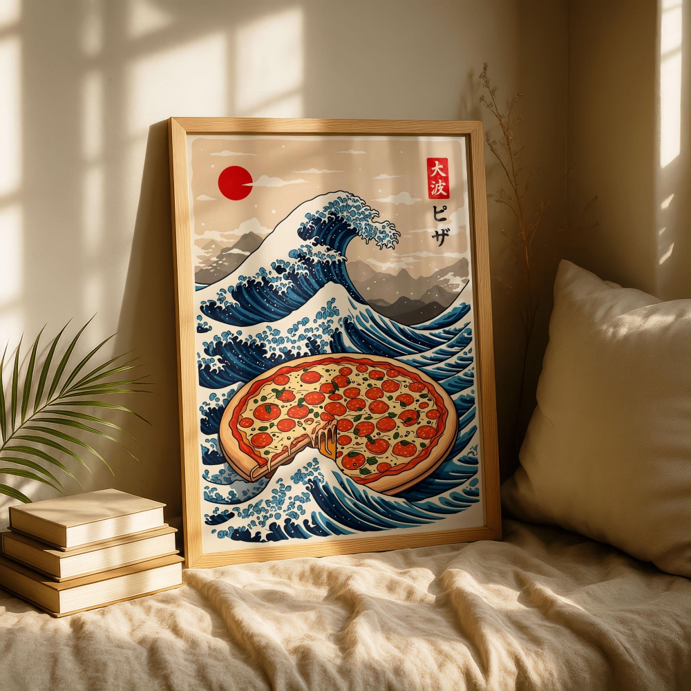 Japanese Pizza Wave Art Print  – Japanese Food Lifestyle Bewertung und Preis