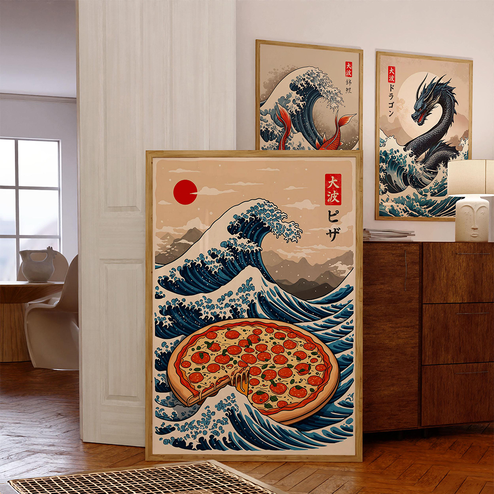 Japanese Pizza Wave Art Print  – Japanese Food Lifestyle Bewertung und Preis